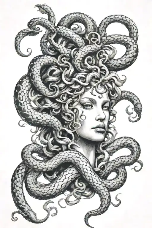 Medusa with snakes and semi colon tattoo design idea