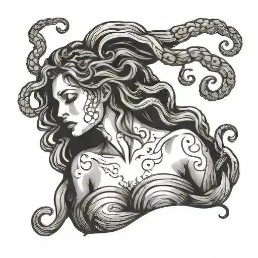 Medusa with semicolon tears flowing tattoo design idea