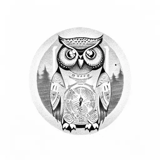 Owl in Salt Shaker with Ominous Style tattoo design idea