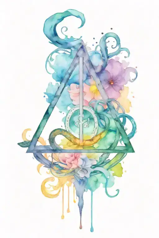 word 'always' from harry potter deathly hallows symbol and a small snake  tattoo design idea