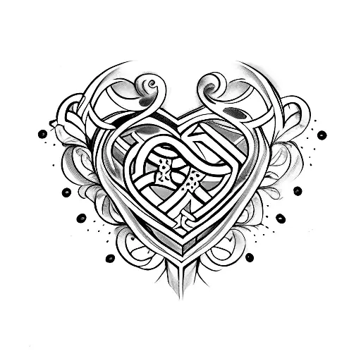 cross and heart tattoo design idea