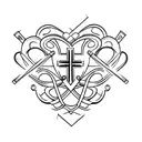 cross and heart tattoo design idea
