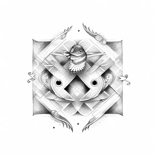 Music sign & Pisces sign mix tattoo design idea