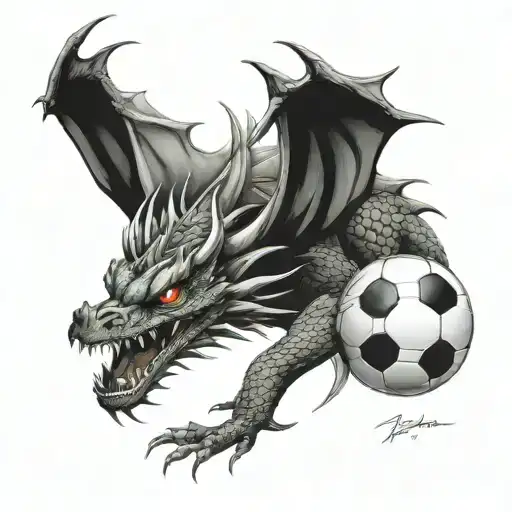 dragon soccer ball tattoo design idea