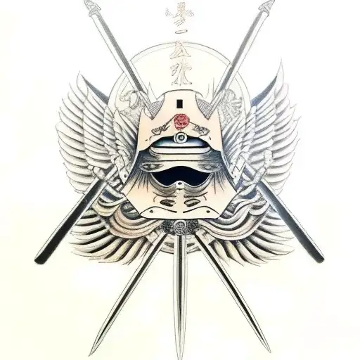 Japanese warrior with angel wings tattoo design idea