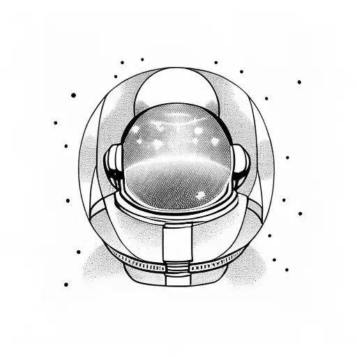 astronaut with reflection of earth in the helmet  tattoo design idea