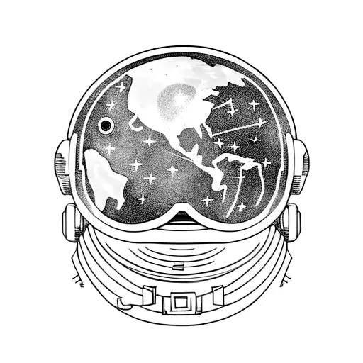 astronaut with reflection of earth in the helmet  tattoo design idea
