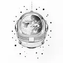 astronaut with reflection of earth in the helmet  tattoo design idea