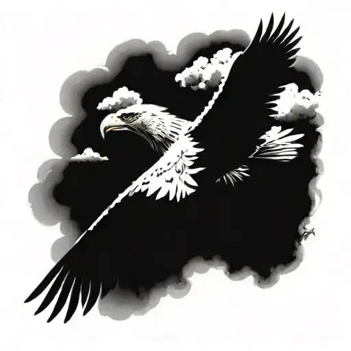 A majestic eagle soaring through the clouds, symbolizing leadership and protection tattoo design idea
