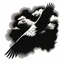 A majestic eagle soaring through the clouds, symbolizing leadership and protection tattoo design idea