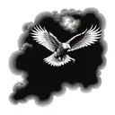 A majestic eagle soaring through the clouds, symbolizing leadership and protection tattoo design idea