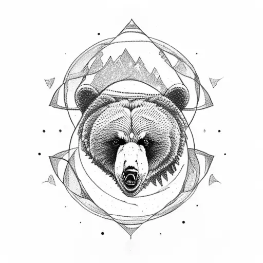 A majestic bear emerging from a Celtic spiral tattoo design idea