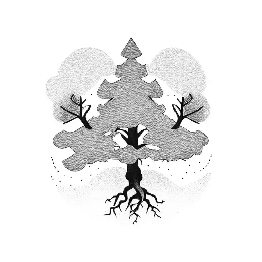 Ponderosa Pine tree with roots  tattoo design idea