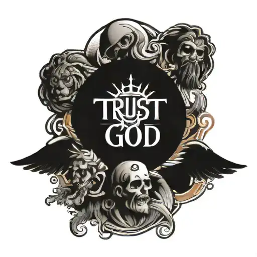 trust in God surrounded tattoo design idea