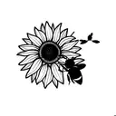 sunflower with a bee tattoo design idea