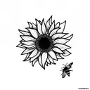 sunflower with a bee tattoo design idea