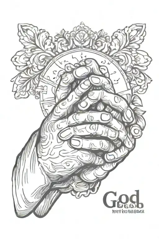 the words god bless the child that can hold its own with praying hand  tattoo design idea