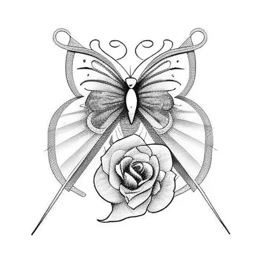 half a butterfly with roses as the other wing with the initial j somewhere in it tattoo design idea