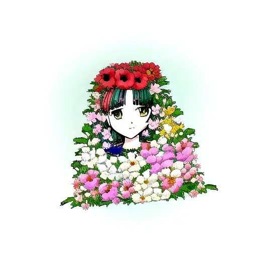 Anime "Flower" Tattoo Idea BlackInk AI