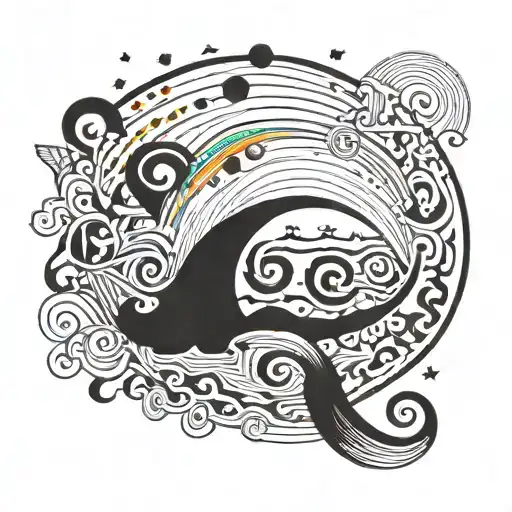rainbow with alice writing hidden inside tattoo design idea