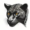 b/w fire from which a black panther crawls out to the top 10-15 cm tattoo design idea