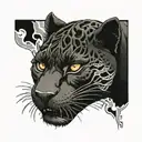 b/w fire from which a black panther crawls out to the top 10-15 cm tattoo design idea