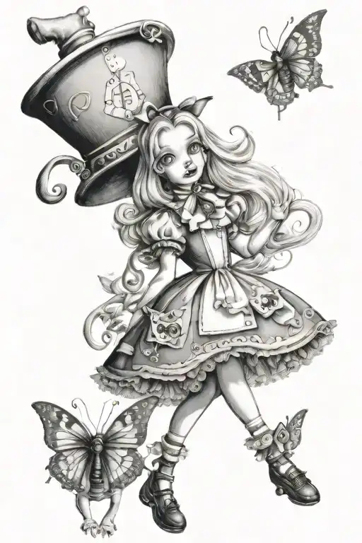Alice in Wonderland tattoo design idea