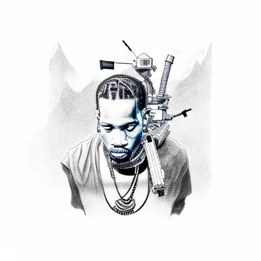Travis Scott Kendrick Lamar Kanye West Kid Cudi Mount Rushmore tattoo design idea