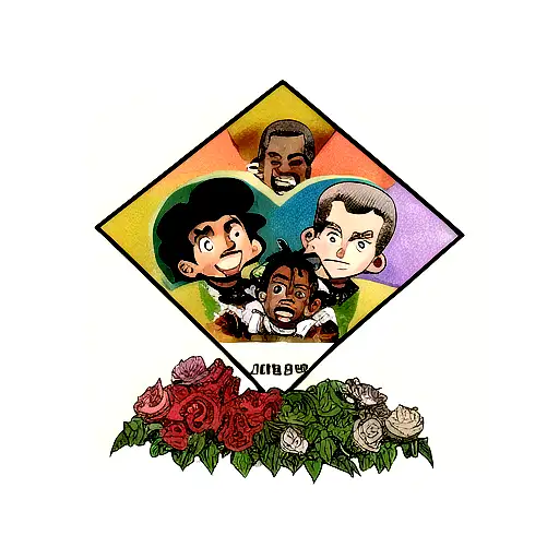 Travis Scott Kendrick Lamar Kanye West Kid Cudi Mount Rushmore tattoo design idea