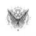 phenix with theme flow, deep thoughts, equality, engineer, psychodelic tattoo design idea