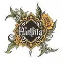 my girlfriend name harshita written underneath tattoo design idea