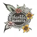 my girlfriend name harshita written underneath tattoo design idea