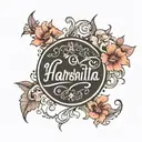 my girlfriend name harshita written underneath tattoo design idea