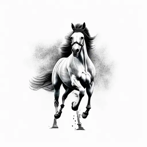 Running horses  and woman  tattoo design idea