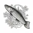 northern pike forest tattoo design idea