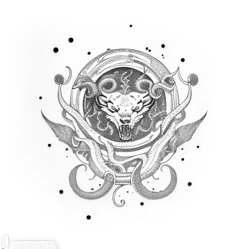 Moon, medusa and semicolon tattoo design idea