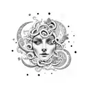 Moon, medusa and semicolon tattoo design idea