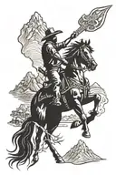 cross mountain cowboy horse western  tattoo design idea