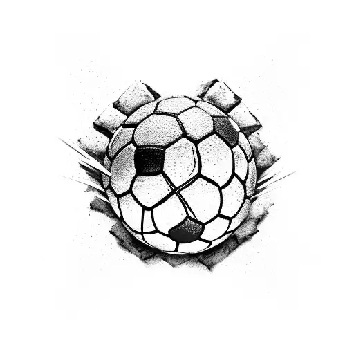 A football bursting through a brick wall with the Bad Blue Boys logo tattoo design idea