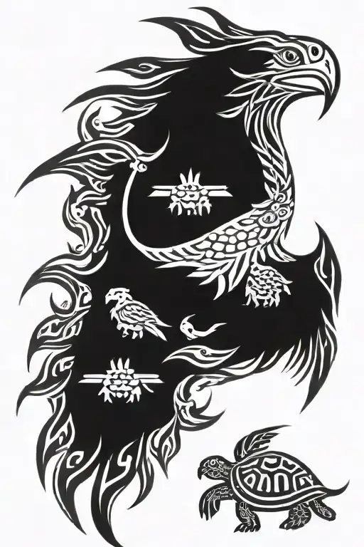 turtle lion eagle tattoo design idea