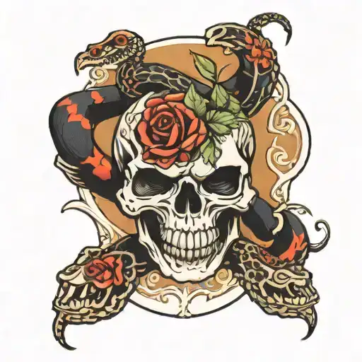snake skeleton tattoo design idea