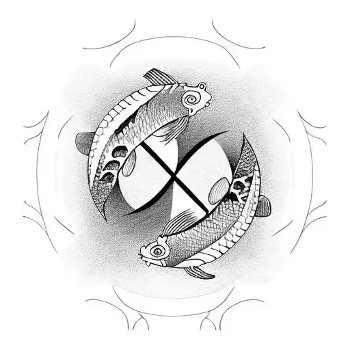 koi fish revolving around yin yang  tattoo design idea