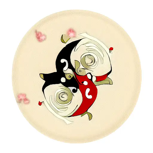 koi fish revolving around yin yang  tattoo design idea