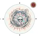 sun, rose, circle, heartbeat tattoo design idea