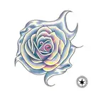 sun, rose, circle, heartbeat tattoo design idea