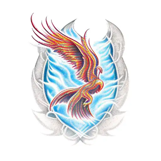 A powerful and symbolic tattoo of a phoenix rising from the ashes, representing the resilience and strength of the transgender community tattoo design idea