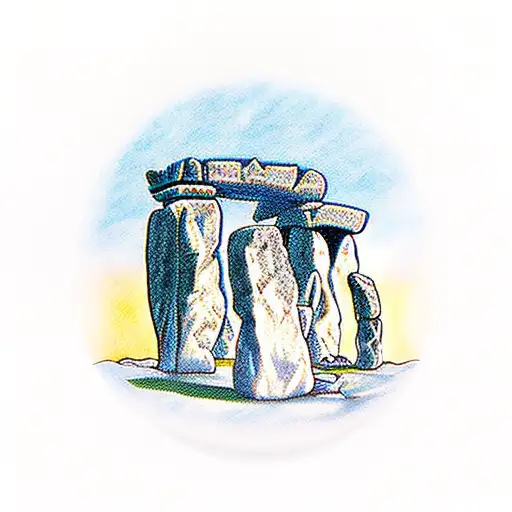 Stonehenge with crown tattoo design idea