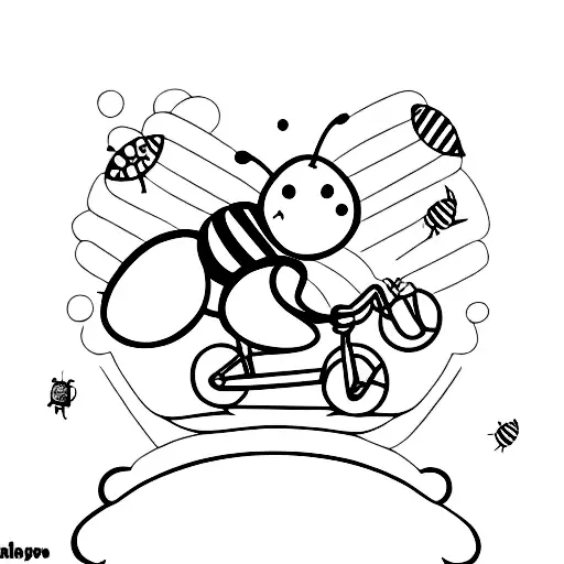 cute bee riding a bicycle  tattoo design idea