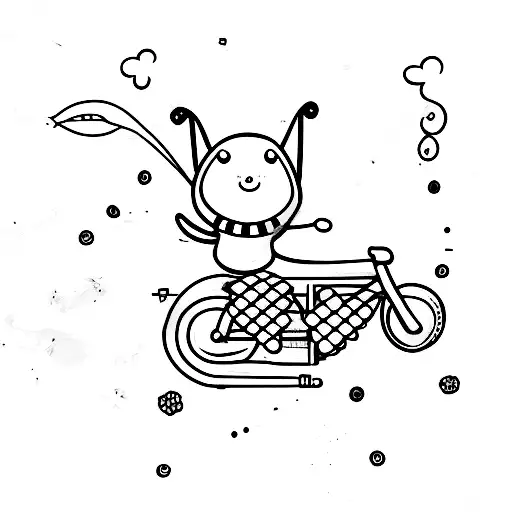 cute bee on bicycle tattoo design idea