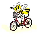 cute bee riding a bicycle  tattoo design idea